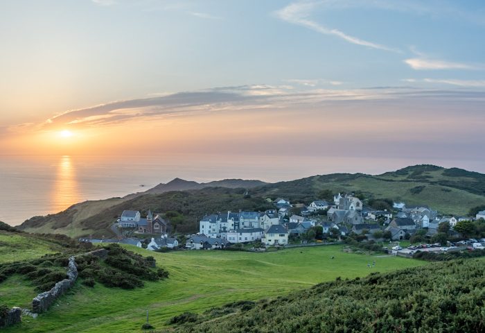 Mortehoe village at sunset